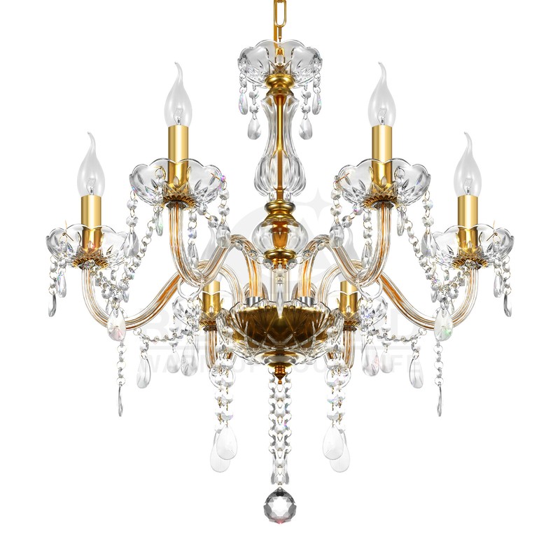 Cognac Crystal Chandelier 10-Light K9 Glass – Modern Pendant For Living Room, Bar, Foyer