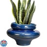 Teagas Ceramic Pots for Plants - 11 Inch Ceramic Planter for Indoor Outdoor, Unique Planters with Drainage Hole, Decorative Flower Pot, House Office Garden Decor, Plants Lover Gifts, Blue