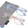 Madison Avenue 2 Pack Square Vintage TR90 Blue Light Blocking Reading Glasses for Women, Anti Glare/Eyestrain Computer Readers Blue/Brown +4.0