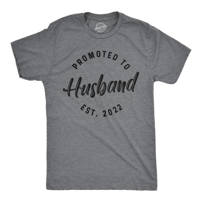 Mens Promoted To Husband Est. 2023 or 2022 Tshirt Funny Wedding Engagement