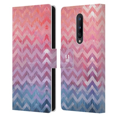 HEAD CASE DESIGNS ZIGZAG AQUARELLE LEATHER BOOK WALLET CASE FOR ONEPLUS PHONES