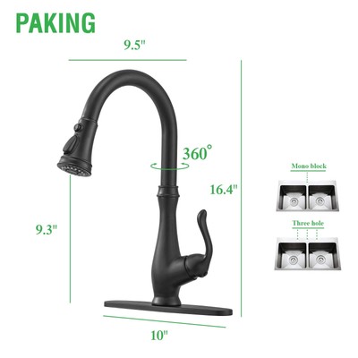 Kitchen Faucet, Kitchen Sink Faucet, Sink Faucet, Matte Black Kitchen Faucet,...