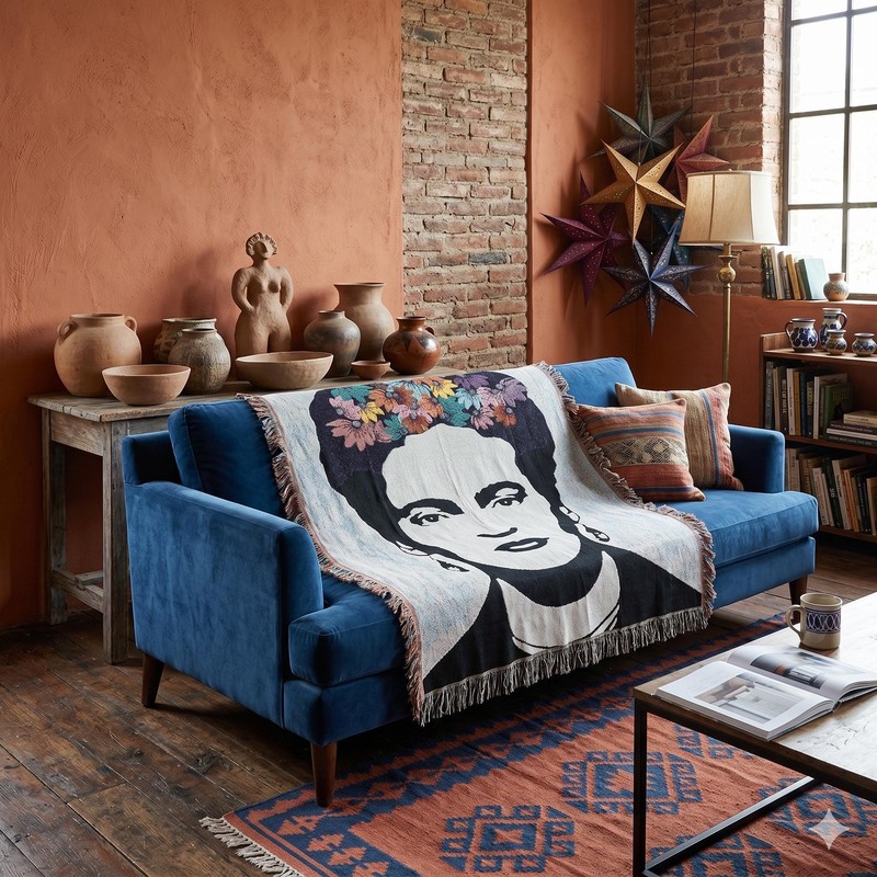 Frida Kahlo Pop Art IV- Tapestry Woven Blanket Throw