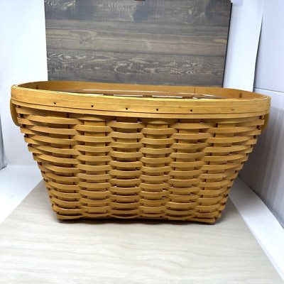 2002 Large Longaberger Oval Laundry Blanket Basket With Protector
