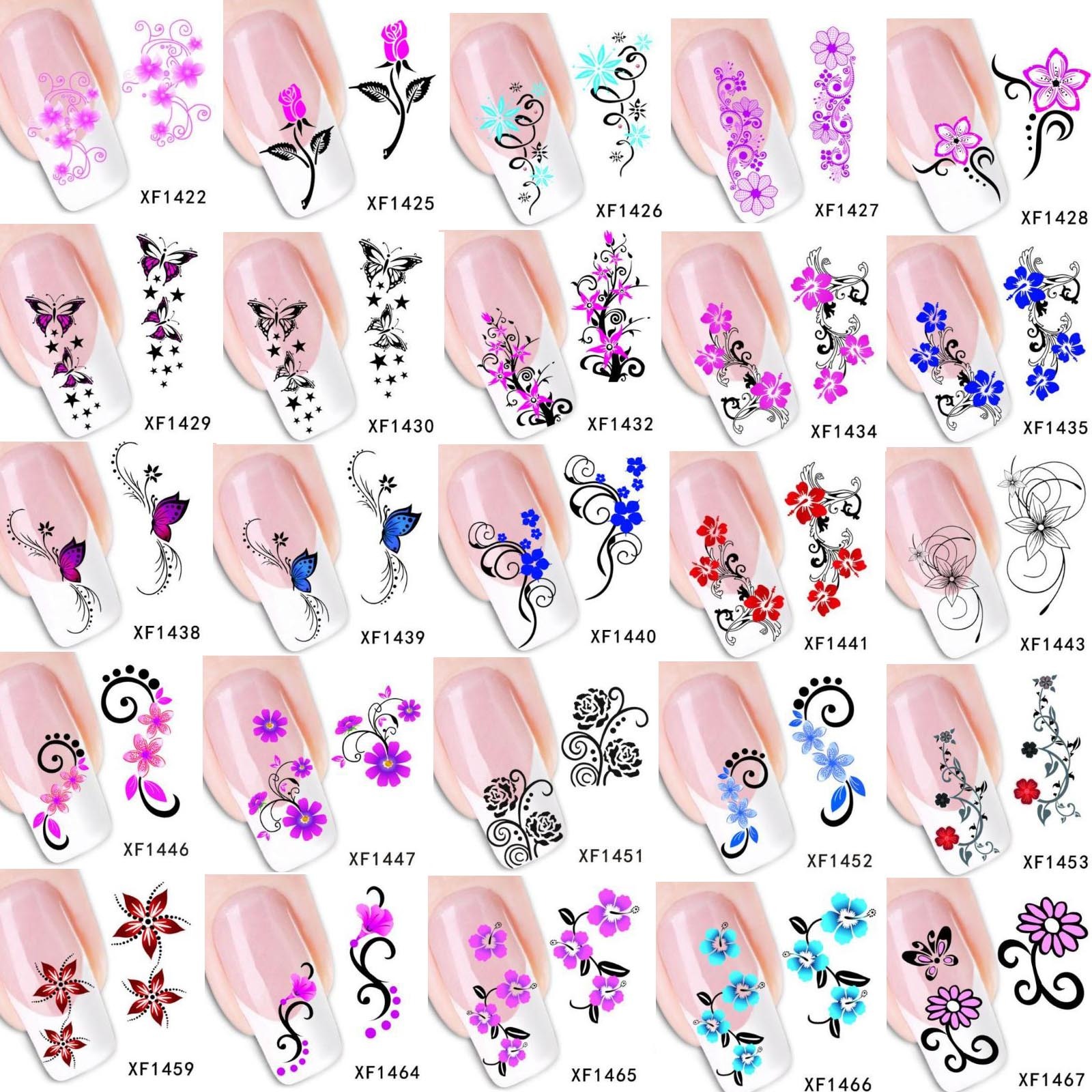 Nail Sticker Nagel Fingernägel Tattoo Aufkleber Fuß-Nägel Schmetterlinge Blumen