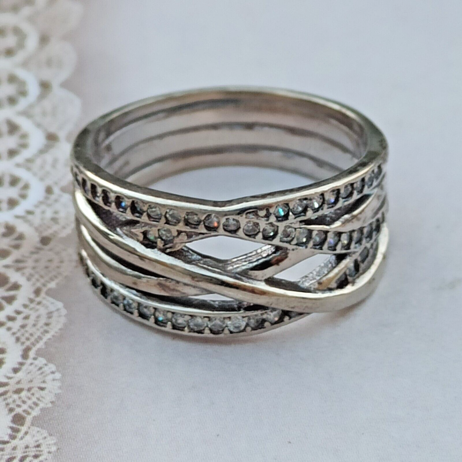 アクセサリー vintage ring 925 silver Vintage Silver Ring Sterling 925 Crystals Art Deco