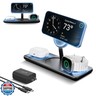 Nimble Podium 3-in-1 Wireless Charging Station for Apple, Qi2-Certified 15W Magsafe Charger Stand, Wireless Charger for iPhone 17 16 15 14 13 - Apple Watch - Airpods Series (Charger and USB-C Included)