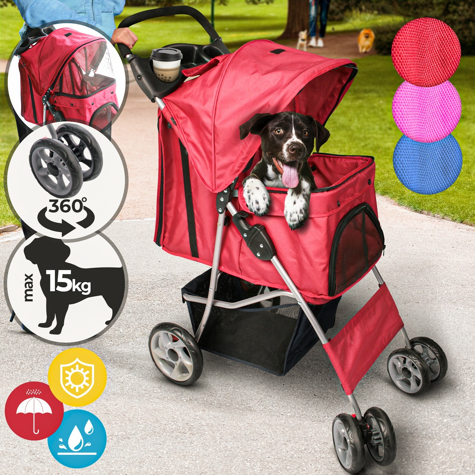 Leopet® Hundebuggy Hundewagen bis 15kg Jogger Haustier Wagen Buggy Stroller