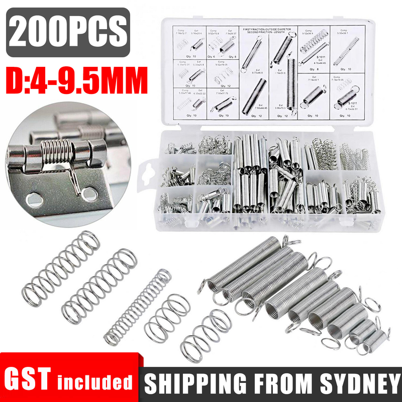 200Pcs Small Spring Assortment Set Kit Steel Compression Extension Coil AU Stock