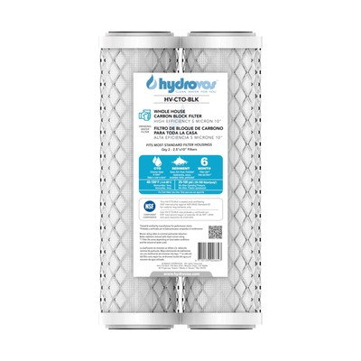 Whole House Carbon Water Filter 10 x 2.5'', High Efficiency 5 Micron CTO Carbo...