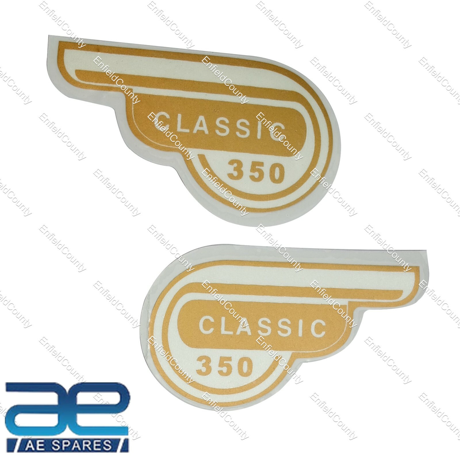 For Royal Enfield Classic 350 White & Golden Tool Box Decal Sticker Pair 