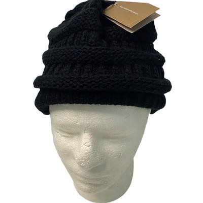 Francesca Cable Knit Beanie /black - Womens - Toboggan - NWT