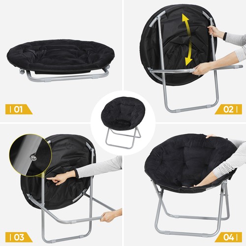 Oversized Moon Saucer Chair Seat Stool Soft Folding Home Living Room Sofa Black