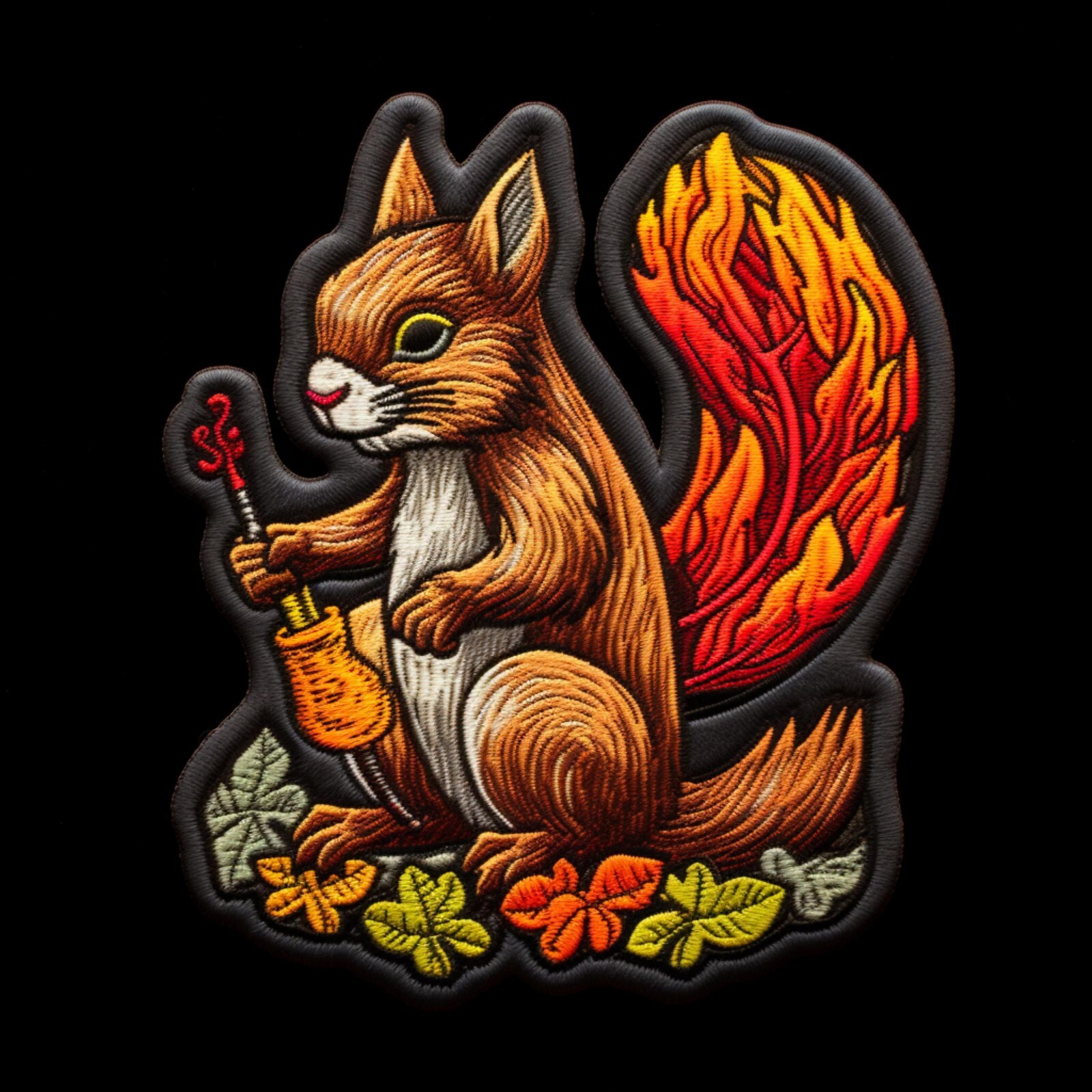 Squirrel Patch Embroidered Iron-on Applique for Clothing Wild Animal Warrior