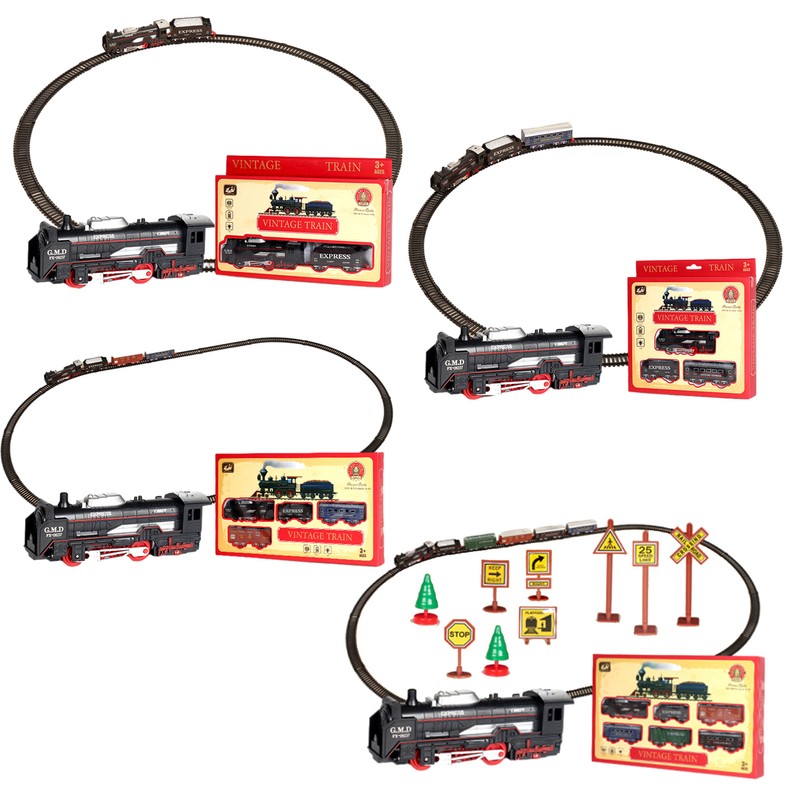 Toy Train Tracks Rechargeable Battery DIY Set with Light, Educational Toys