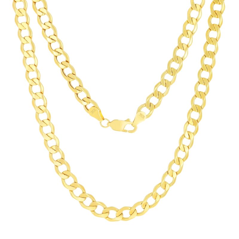 10k Yellow Gold 6.5mm Curb Cuban Link Chain Pendant Necklace Mens Womens 16"-30"