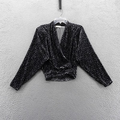 Ramy Brook Leopard Print Ruched Faux Wrap Blouse Top XXS Womens NEW