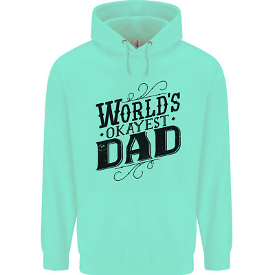 Worlds Okayest Dad Funny Fathers Day Mens 80% Cotton Hoodie