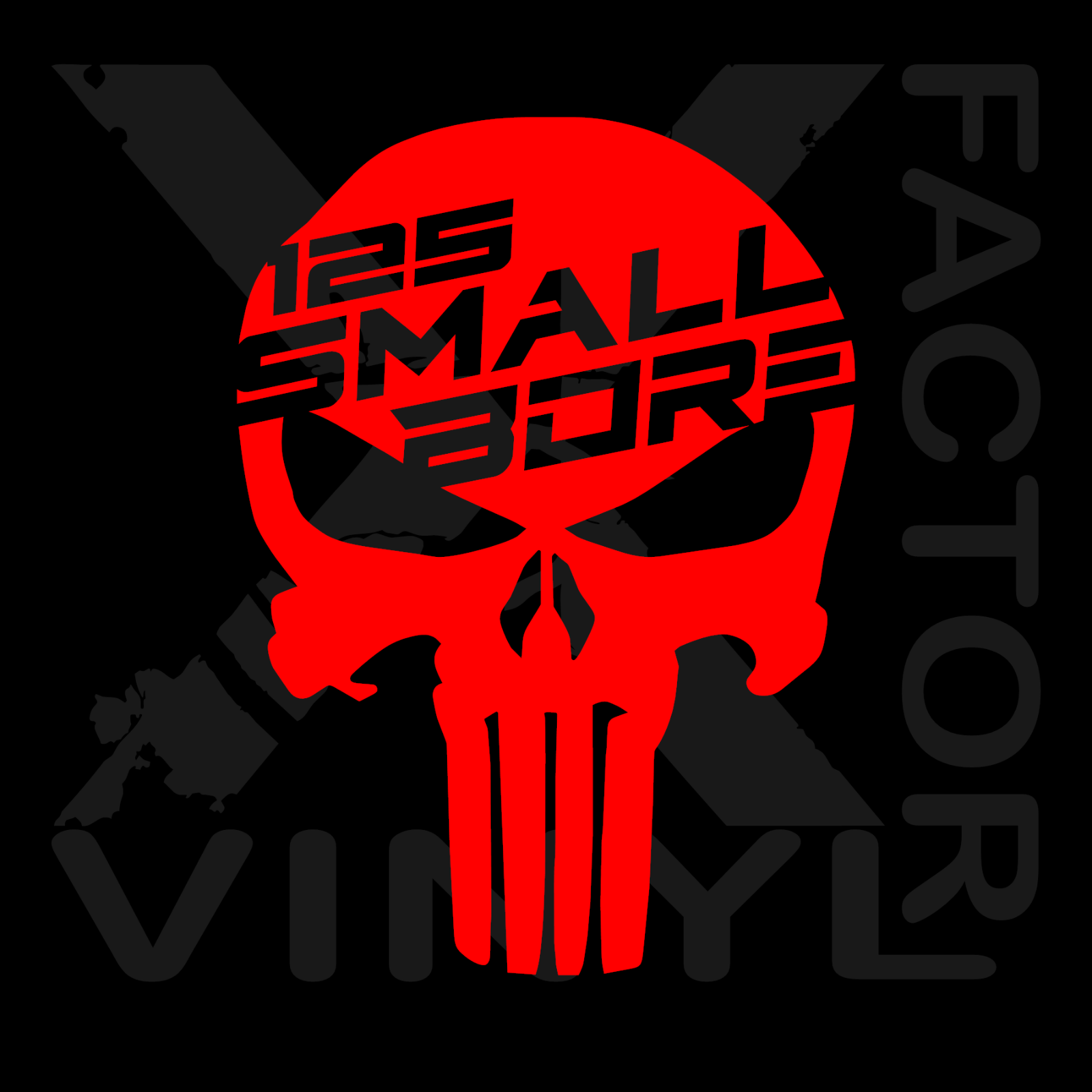 Honda Grom Kawi Z125 Small Bore Punishment Skull Vinyl Decal 4 size 14 colors