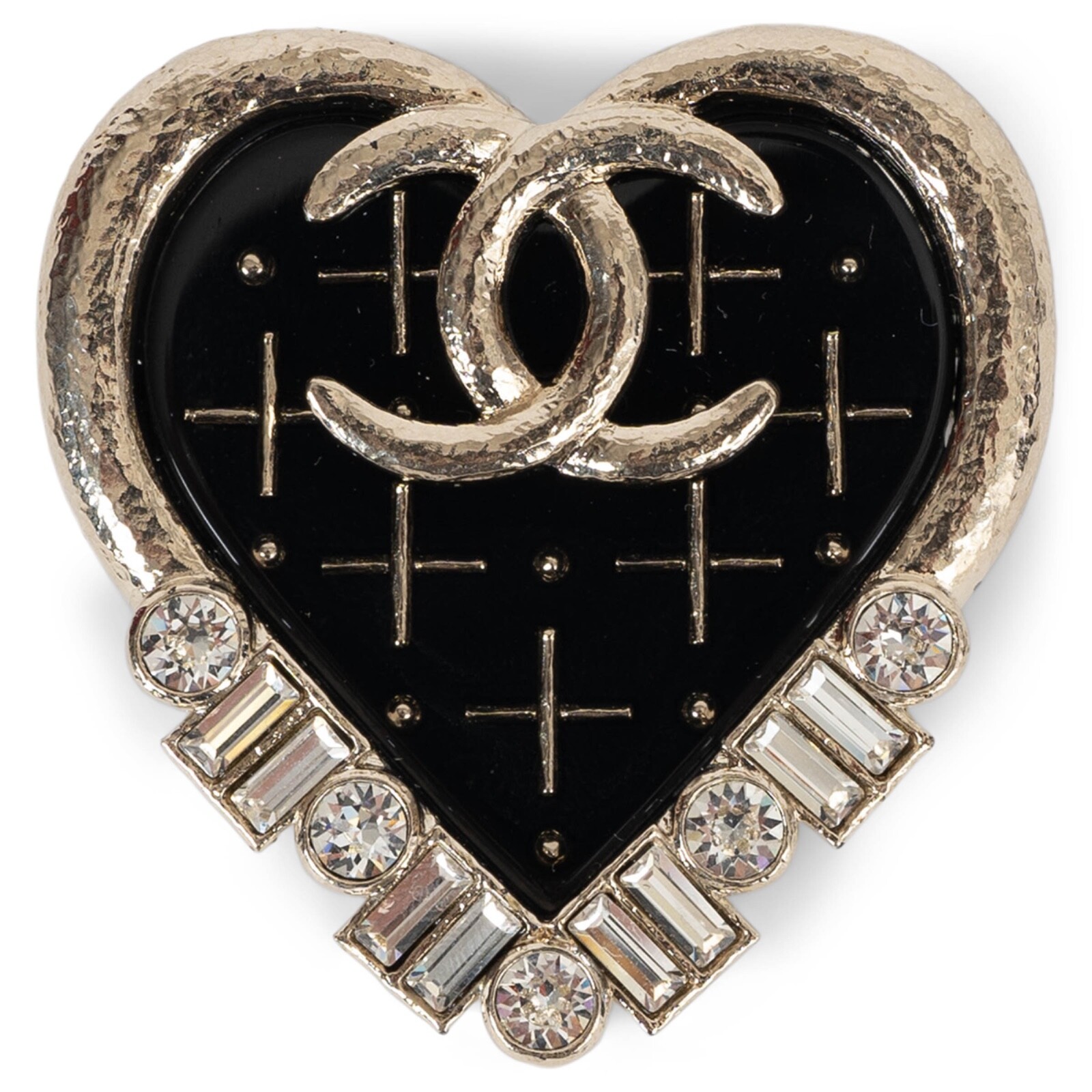 71704 auth CHANEL black enamel 21A CHATEAU DES DAMES CRYSTAL