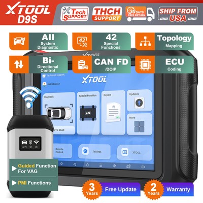 XTOOL D9S WIFI Car Diagnostic Scanner Bi-Directional Tool E^CU Coding CANFD DOIP