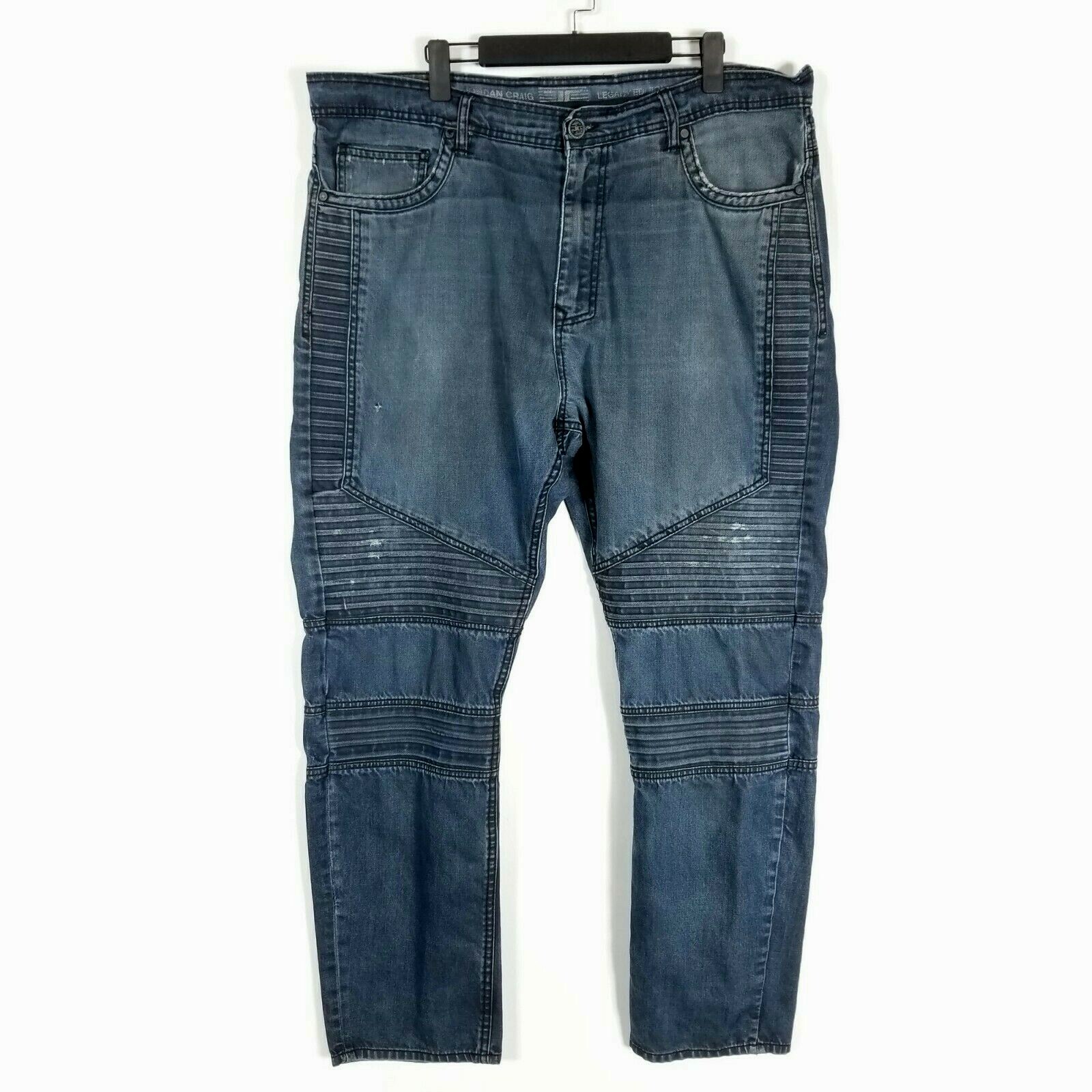 Skinny Moto Jeans Mens 42x32 Distressed 