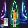 Light Up Kids Pod Swing Seat, Sensory Swing with 16 Colors Change and 4 Modes, Hanging Hammock Chair for Indoor and Outdoor (Pink)