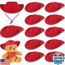 Xtinmee 12 Pcs Mini Cowboy Hats for Party Plastic Tiny Cowboy Hats Cute Miniature Decor for Craft Doll Western Party(Red)