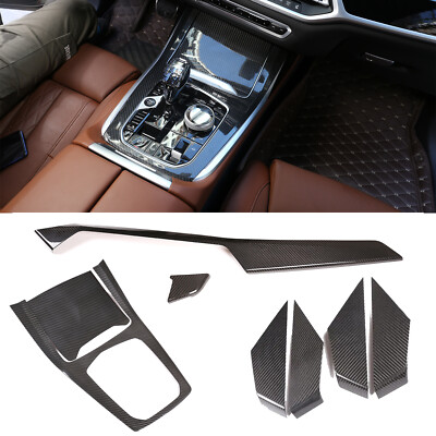 Real Carbon Fiber Center Console Gear Panel Fit For BMW X5 G05 X7 G07 2019-2022