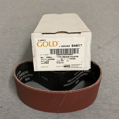 Carbo Gold 54803 A/O Resin Cloth P80 Grit Belt Paper 3'' x 21'' ( 5 PACK)