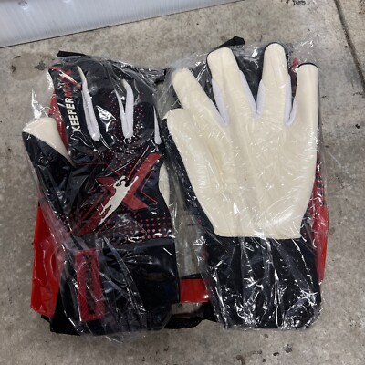 KEEPERMAX GK Gloves - Soccer glove Goal Keeper Red Black NEW CHOOSE SIZE