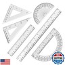 Plastic Clear Ruler Math Set, 2 Protractors 180 Degree 2 Triangle Rulers 45 | 60 Degree 2 Straight Rulers 5.9