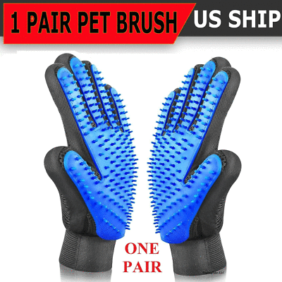 Grooming Dog Brush Gloves Pet Cat Pair Hair Fur Remover Mitt Massage Deshedding