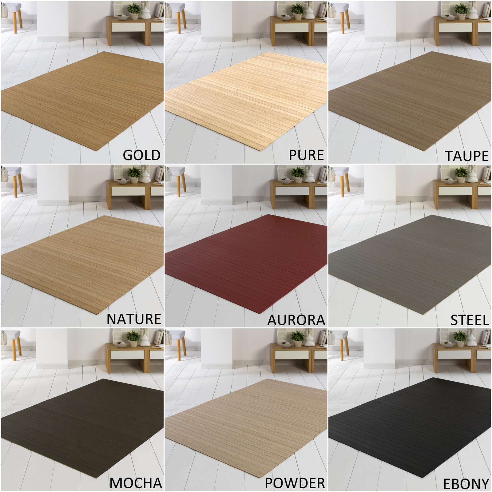 Bambust Carpet Bamboo Carpet SOLID , in 9 colori e 15 dimensioni, tappeto soggiorno 