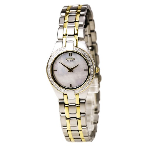 Pre-owned Citizen Women's Watch Plated Stainless Steel Case Eco-drive Mop Dial Eg3154-51d