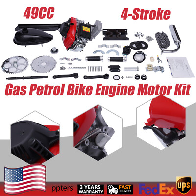 49CC 4 Stroke Engine Motor Bike Motorized Gas Petrol Bike Kit Chain Scooter NEW