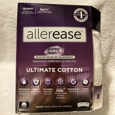 ALLER EASE ULTIMATE ZIPPERED MATTRESS PROTECTOR, QUEEN /WHITE