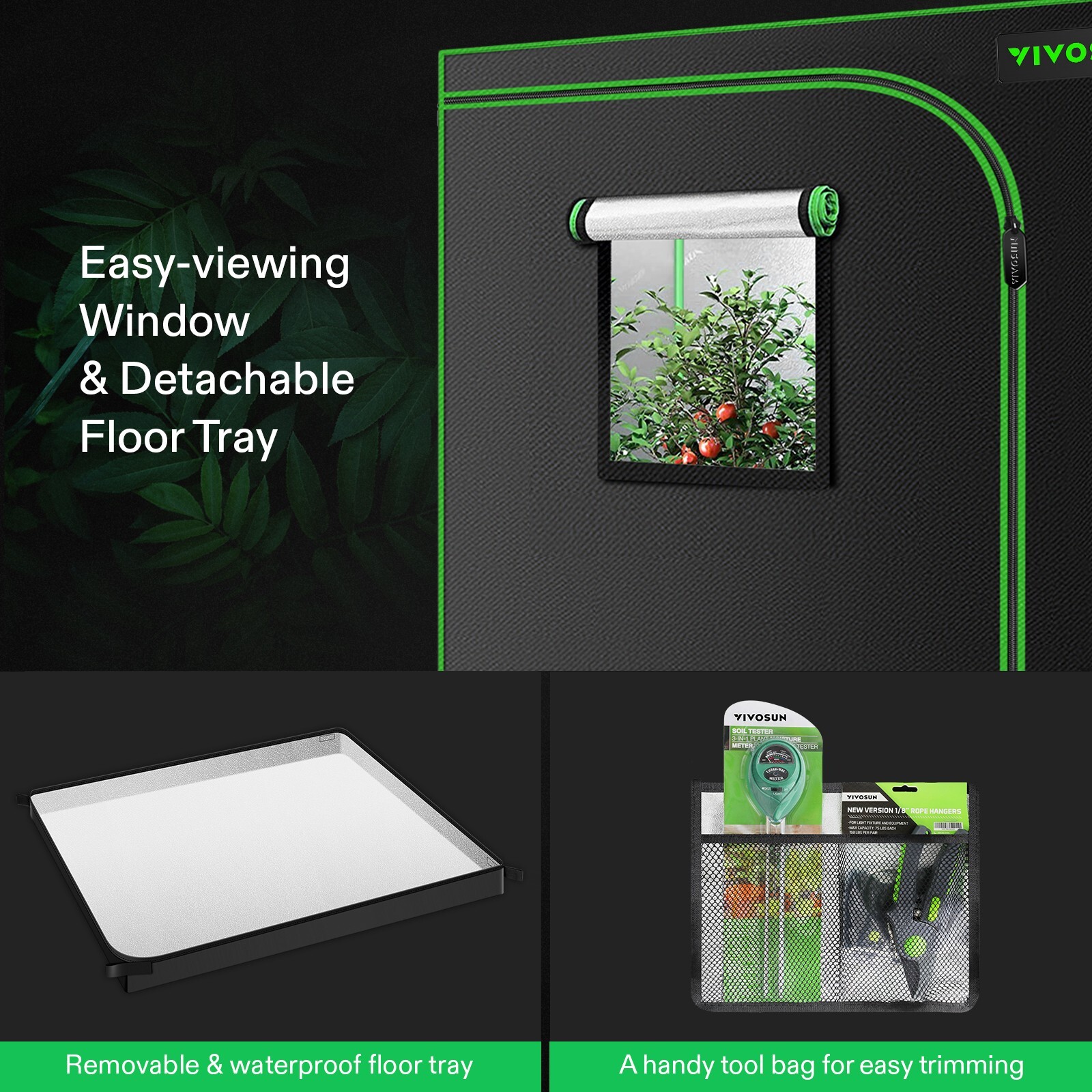 VIVOSUN VS1000 Led Light+24'' X24"x48" Grow Tent W/4"  Fan Complete Growing Kit