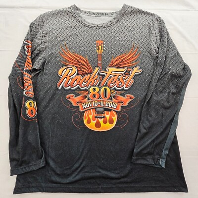 Rock Fest 80's 2018 Florida Black Ombre Long Sleeve Performance T-Shirt Men's L