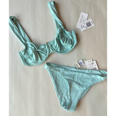 L*Space Bikini Set Seamless Stella Ruched Camacho in Pool Mint size Small