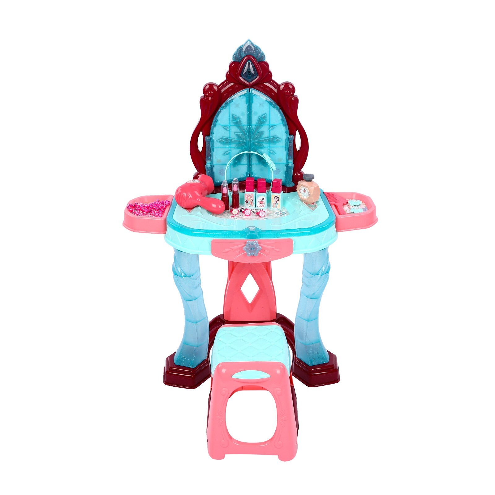 Pretend Play Toddler Vanity Beauty Dresser Table Play Set with Flashing Lights