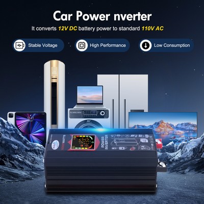 6000W Power Inverter DC 12V to AC 110V /120V Car Sine Wave Converter Dual USB