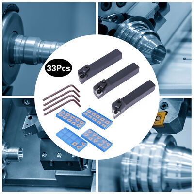 3PCS Lathe Indexable Carbide Turning Tool Holders &33* Turning Insert Blades