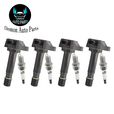 4pcs Ignition Coil & Spark Plug For 2006-2011 Honda Civic 1.8L L4 30520-RNA-A01