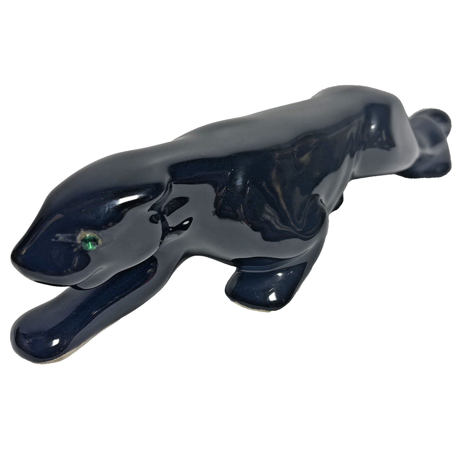 Vtg Ceramic Stalking Black Panther Statue Figurine 9