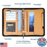 SAYEEC A5 Executive Conference Folder Business Notebook Zipped Organizer with Calculator Travel Portfolio binder Faux Leather Loose Leaf Paper Lined Refillable Journal Gift for Men