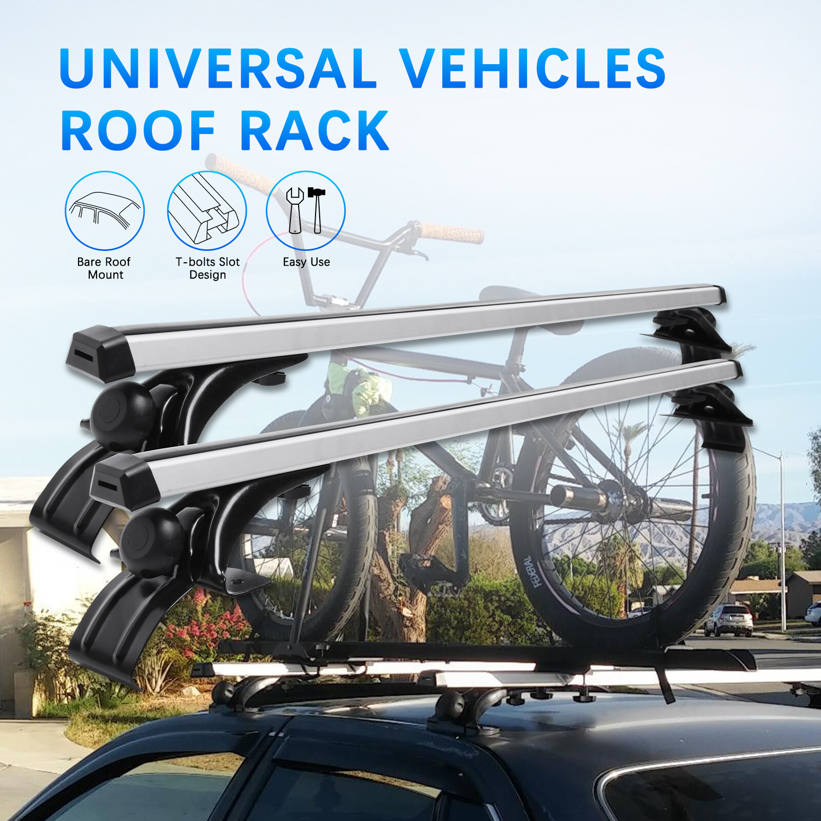 Universal Car Roof Rack Cross Bars Adjustable 48 Aluminum Alloy