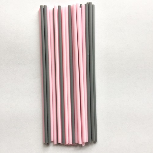 50 Cake Pop Sticks, 15 cm, Rosa / Grau, Kunststoff Stiele, Lutscher, Cake Pops