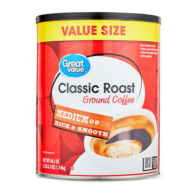 Great Value 40.3 oz Classic Roast Ground Naturally Caffeinated Coffee