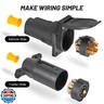 MECMO RV 7 Pin Male and Female Trailer Connector, Vehicle Side and Trailer End 7 Way Blade Style Replacement Trailer Plug Truck Receptacle Socket Heavy Duty 7 Pole Flat Wiring Harness Connector Splice Kit